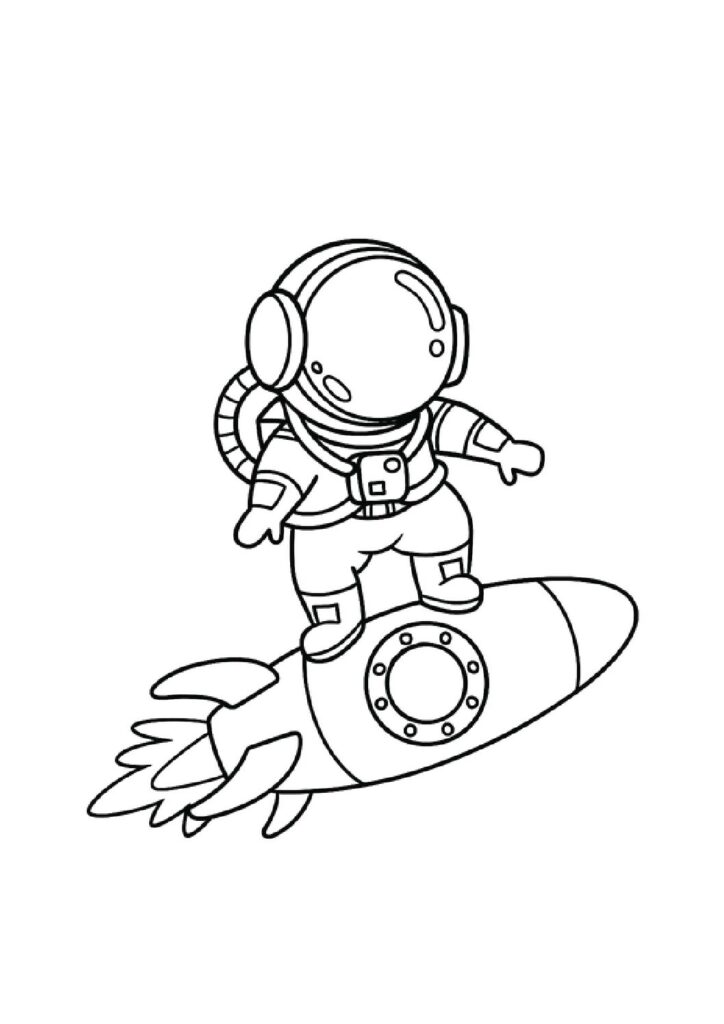 Astronaut riding a rocketship