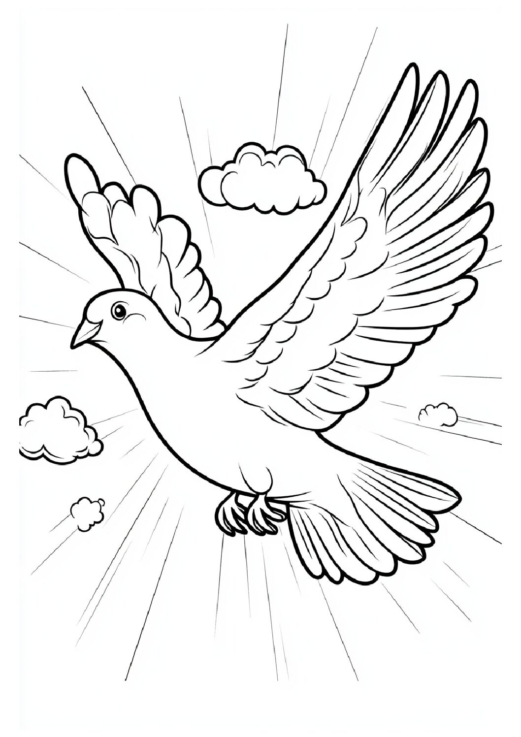 Cute pigeon on the clouds