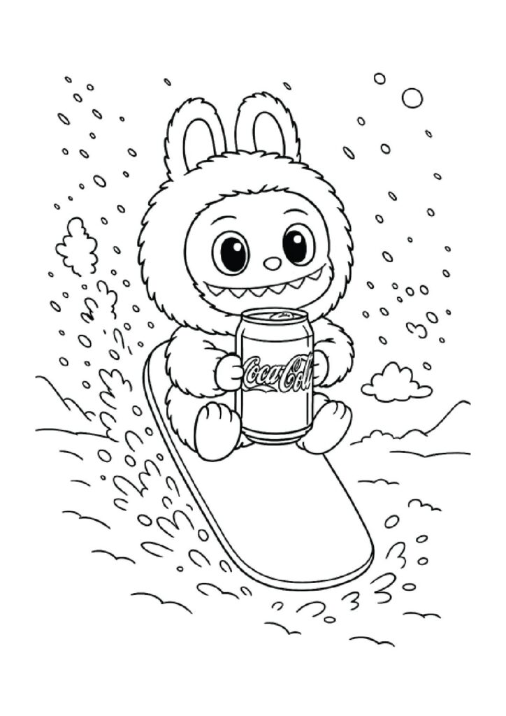 Labubu holding a coke