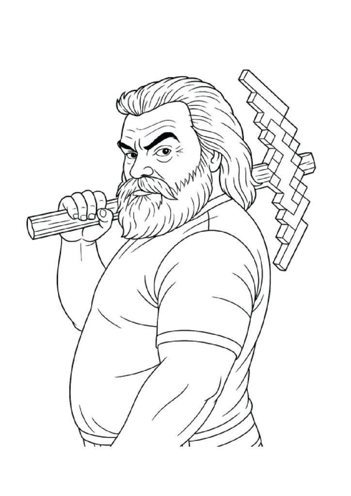 Steve holding a pickaxe